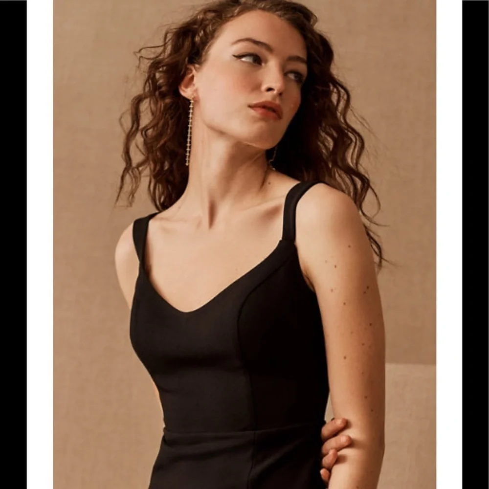NWT BHLDN for Anthropologie Ana Crepe Dress 14 short sexy black.